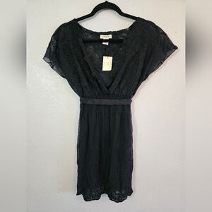 NWT Vertigo Paris Black Lace Tie Back Mini Dress Womens Medium